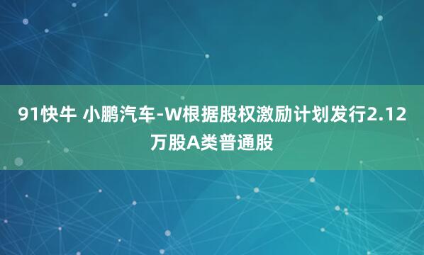 91快牛 小鹏汽车-W根据股权激励计划发行2.12万股A类普通股
